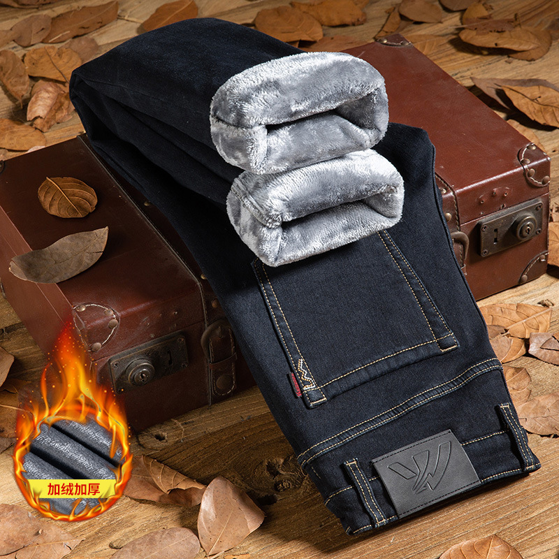 2023冬季新款高端法莱绒男士直筒加绒牛仔裤WINTER JEANS MEN