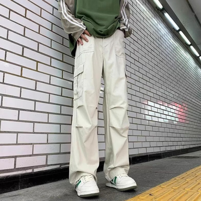creamy-white Paratroopers Workwear Pants Men's Spring and Autumn American Style High Street Fashionable Brand Casual Pants Loose Straight Trendy All-match Pants creamy-white Paratroopers Workwear Pants Men's Spring and Autumn American Style High Street Fashionable Brand Casual Pants Loose Straight Trendy All-match Pants