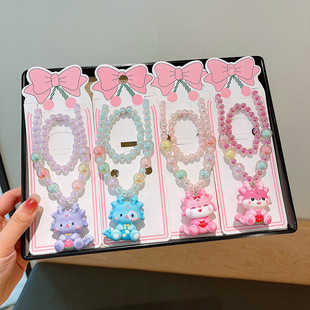 Children's luminous necklace bracelet suit cute cartoon dragon baby pendant little girl princess beaded jewelry