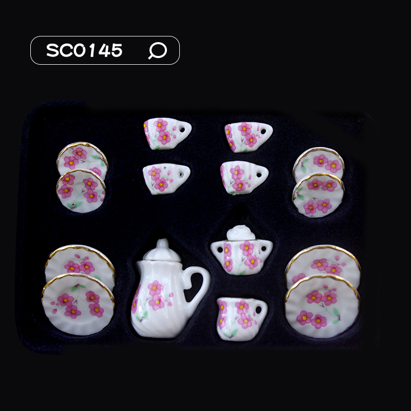 52Dollhouse miniatura comida y juego escena modelo Dollhouse accesorios mini juego de té cerámica taza té SC