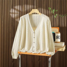 一件代发 防晒开衫V领女宽松针织外套夏季吊带裙外搭披肩罩衫上衣