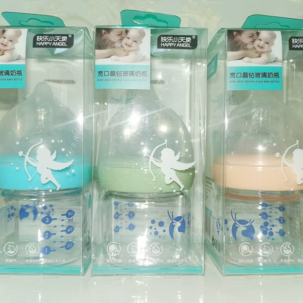 Fábrica al por mayor botellas de vidrio recién nacidos 180ml botellas de agua bebés calibración