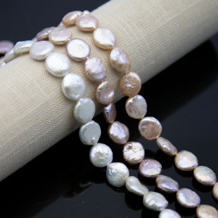 Natural Freshwater Pearl White Pink Purple Button Shape 12-13mm Beads DIY Jewelry Necklace Accessories Wholesale