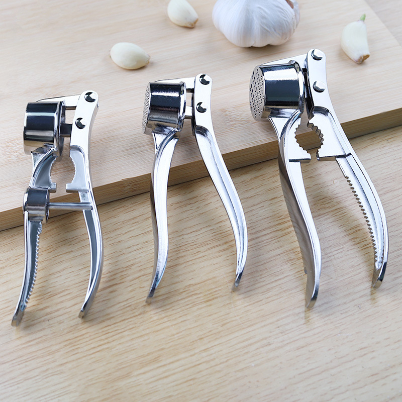 Wholesale extra large garlic press garlic pureer garlic clip multi-functional zinc alloy stainless steel manual pull type garlic puller