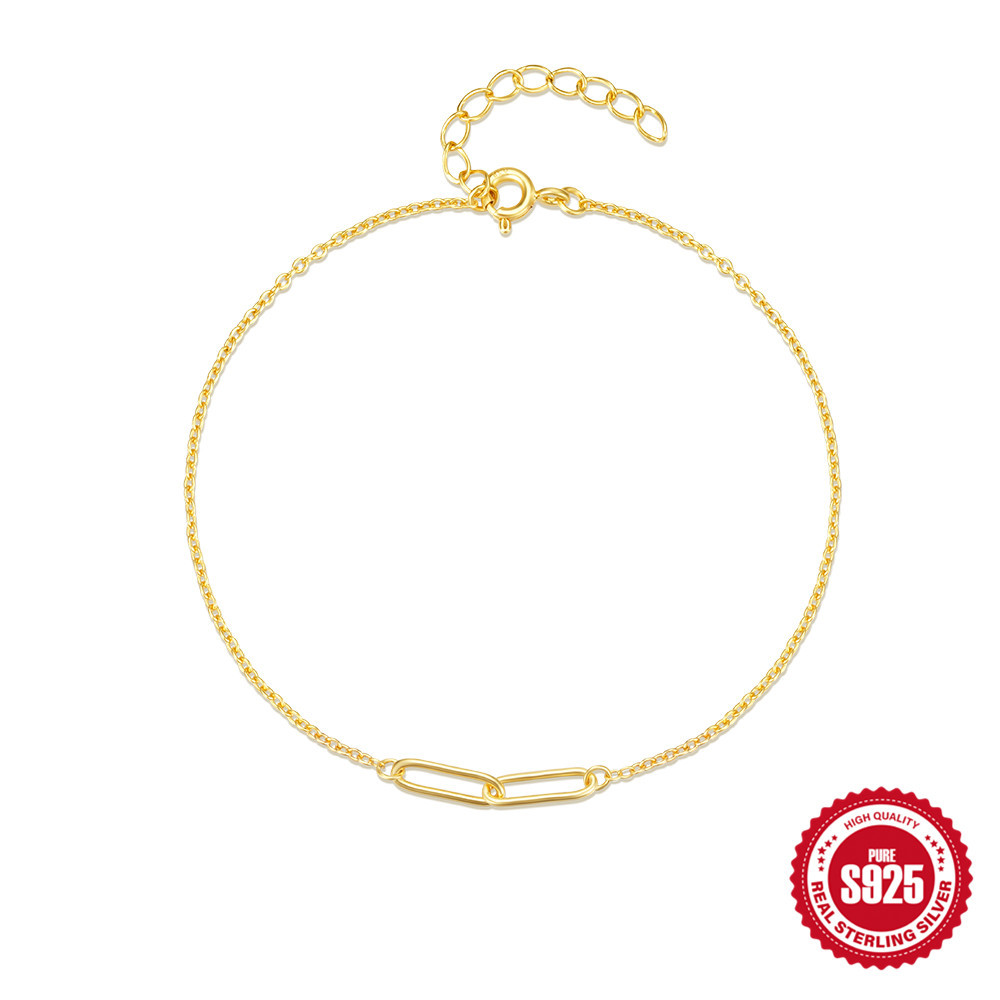 El nuevo s925 de plata de ley, elegante y simple, superficie de paisaje ins con clip, temperamento apilado, pulsera versátil