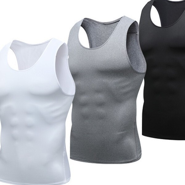 Men's Summer Vest, Sports Running Track and Field Fitness Vest, Tight-Fitting, Quick-Drying, Sweat-Absorbent, High-Elastic Vest