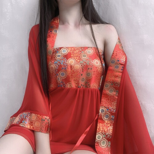Lady's undershirt, lace sheer classical wedding dress, passionate spicy retro strapless pajama set