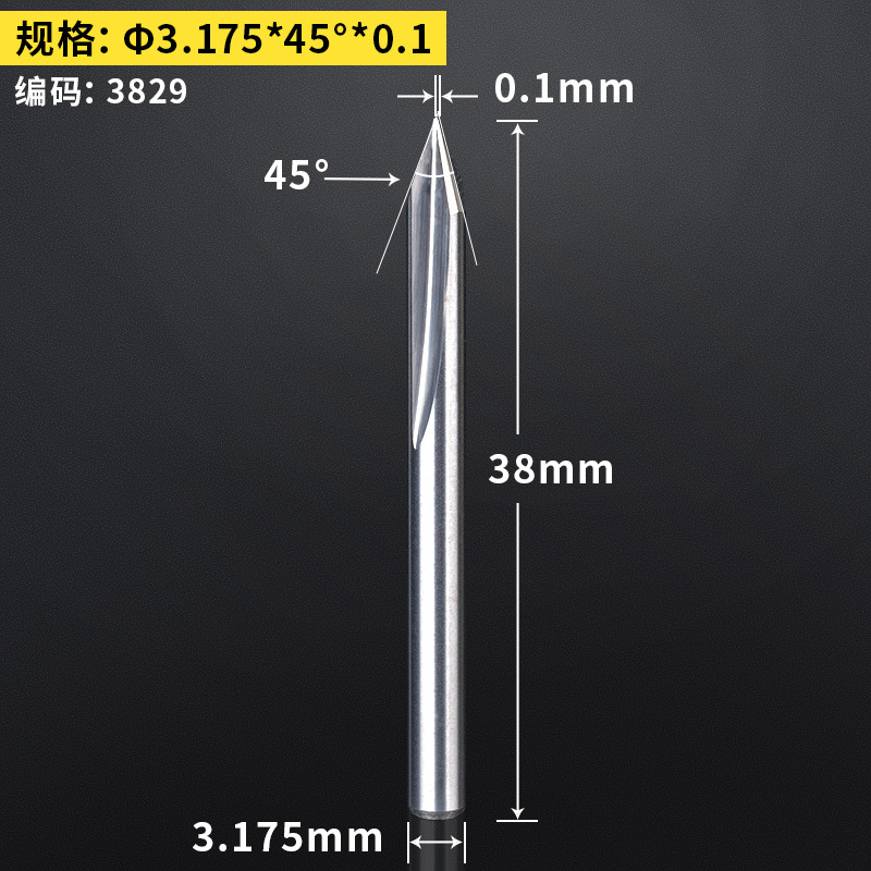 Huhao 3.175/4/6mm doble hoja recta ranura afilado Cuchillo CNC cónico cuchillo grabado máquina herramienta cuchillo de alivio profundo