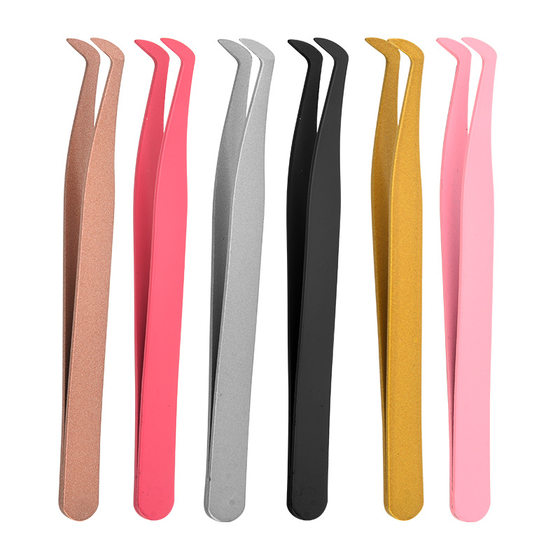 Cross-border eyelash grafting eyelash tweezers stainless steel tweezers beauty beauty tools flowering golden feather clip wholesale