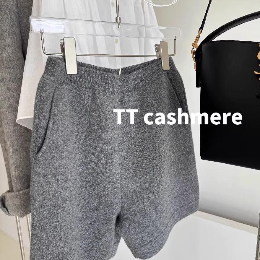 秋冬简约慵懒感宽松阔腿羊毛针织短裤女高腰A字抽绳毛织休闲裤子