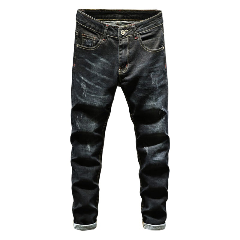 Calidad de los hombres pantalones vaqueros luz lujo casual marea calle slim fit moda boutique en stock jeans rectos