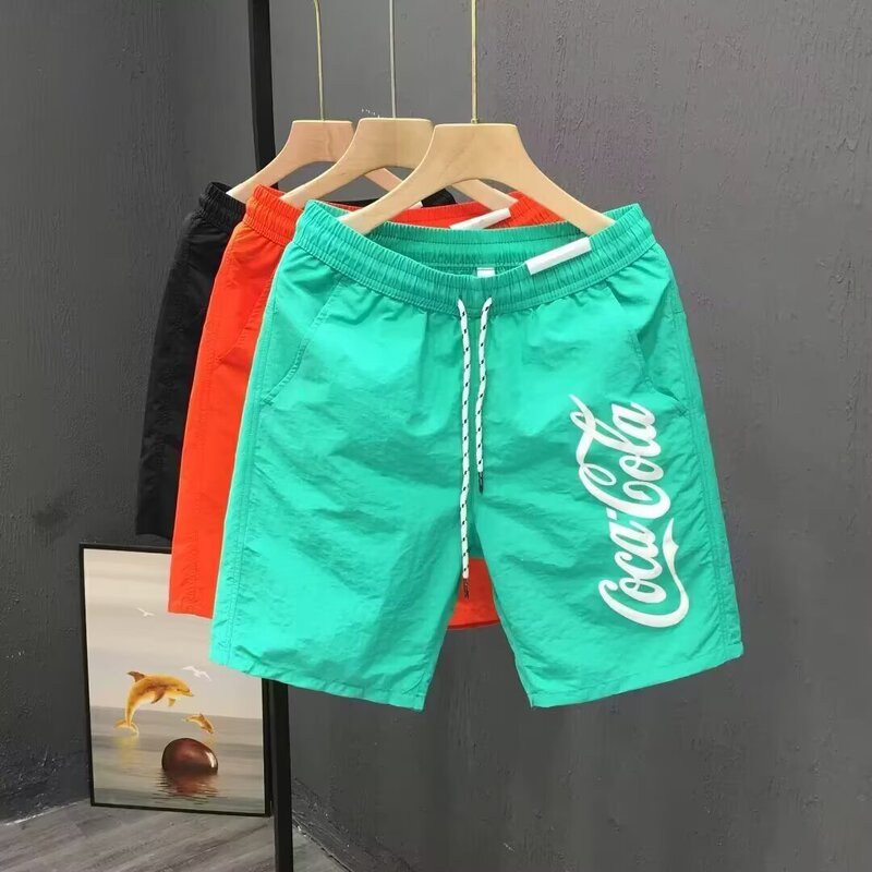 Summer Beach Shorts for Men, Quick-Drying Shorts, Men's Sports Three-Quarter Swimming Shorts with Lining, Beach Vacation Casual Pants