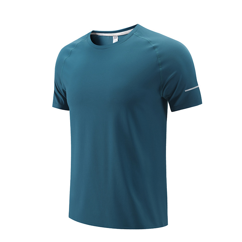 Deportes casuales de verano de manga corta hombres y mujeres al aire libre transpirable fitness corriendo ropa de secado rápido grupo estudiante camiseta en stock A