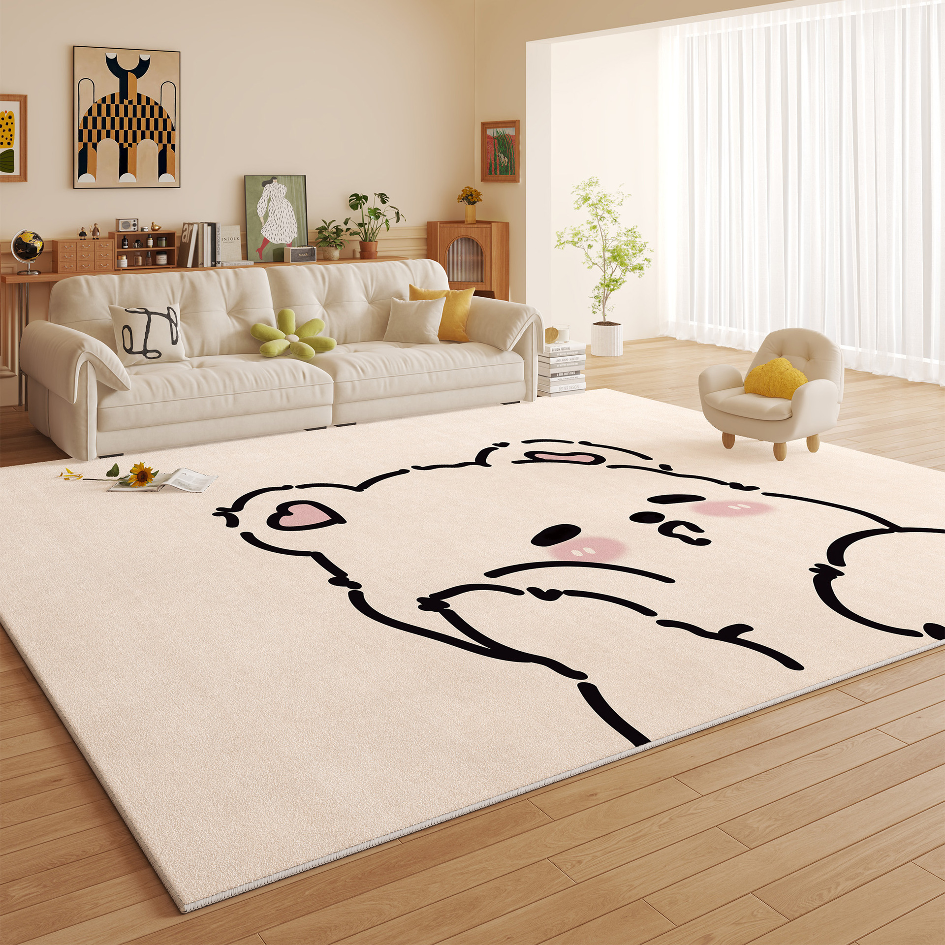 Nuevo alto grado de sensación de alfombra espesa de viento crema imitación de cashmere impermeable sin lavado se puede limpiar la almohadilla de mesa de té de la sala de estar del dormitorio