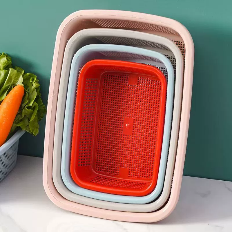 Прямоугольная утолщенная пластиковая корзина кухонная раковина сушильная корзина коммерческий горшок со стороны блюда мытья овощей риса водяной фильтр полая рама