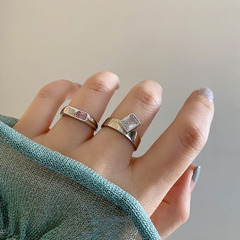 甜酷愛心彩色戒指女復古重工氣質insS925銀開口指環疊戴食指戒潮