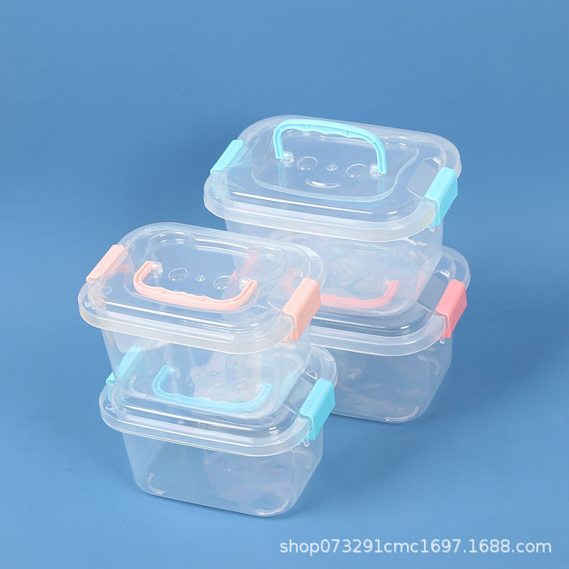 Caja de almacenamiento de bocadillos portátiles transparentes, caja de almacenamiento de calcetines de plástico, caja de acabado doméstico, caja de almacenamiento de juguetes al por mayor