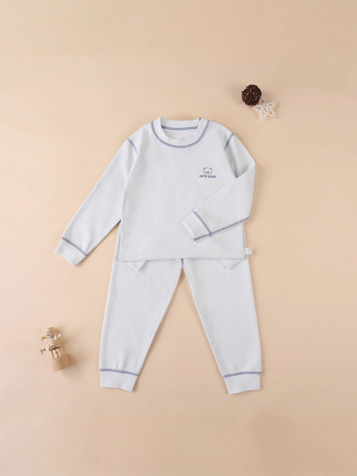 Baja interior de algodón engrosado pijamas bebés pijamas transpirables para niños y niñas y niñas hilo de color antibacteriano abrigo de otoño conjunto de pantalones de otoño