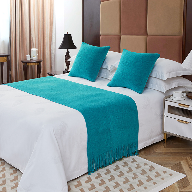 Bandera de cama toallas de cola de cama residencial hotel de lujo cubierta de cama doméstica nueva habitación modelo chino toallas de cama de color sólido