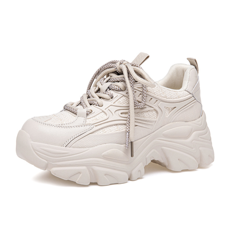 Spring Hot-Selling Dad For Women Fashionable Comfortable Thick-Soled Height-Increasing Sneakers Casual Versatile White_vogvips.com