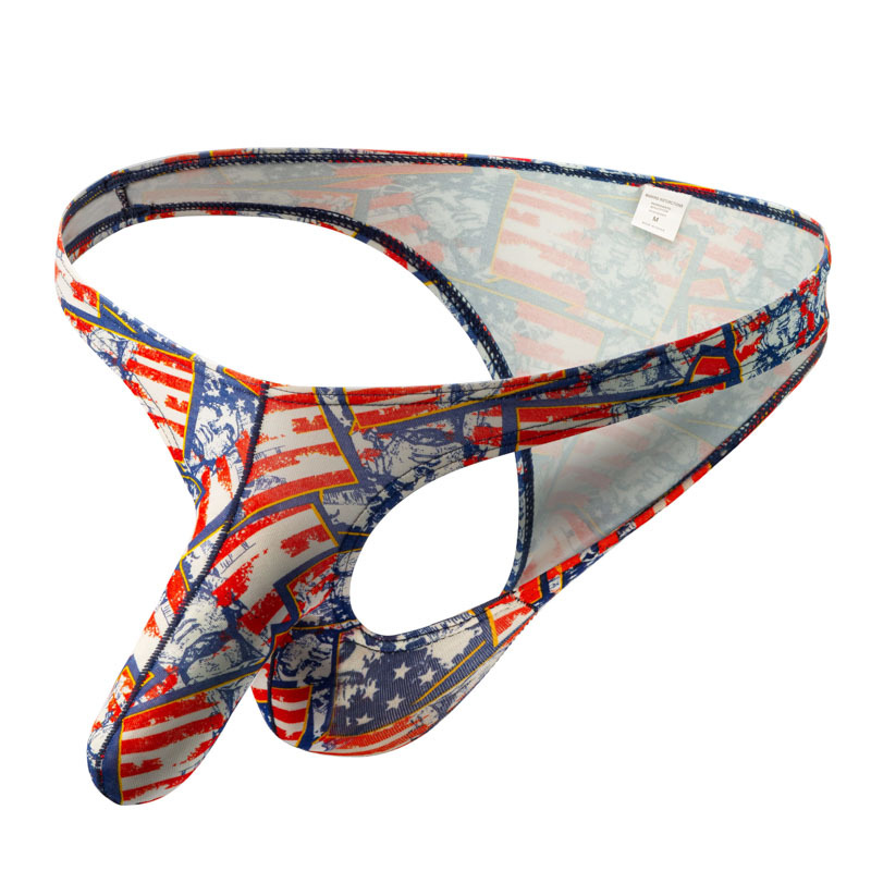 European and American thong gun bullet separation foreign trade sexy underwear cotton men's triangle sexy large size men's u convex pants small