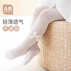 Children's tights summer mesh thin breathable leggings with cute bow, wholesale children's socks