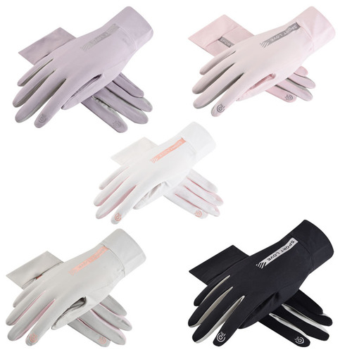 Sun protection gloves for women driving in summer, anti-ultraviolet, anti-slip, riding electric bikes, thin sunshade, ice silk, breathable, finger-exposed