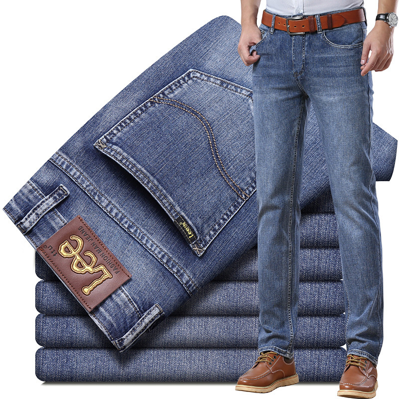 Lee dex jeans men's straight slim cross-border foreign trade spring and summer thin light gray stretch business youth