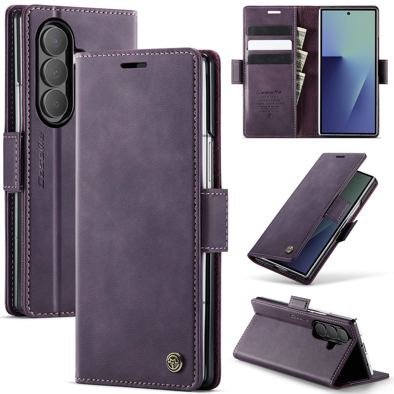 Samsung Galaxy Zfold 8 Flip Phone Case Zfold 8Ultra Card Holder Protective Cover with Calfskin Pattern Samsung Galaxy Zfold 8 Flip Phone Case Zfold 8Ultra Card Holder Protective Cover with Calfskin Pattern