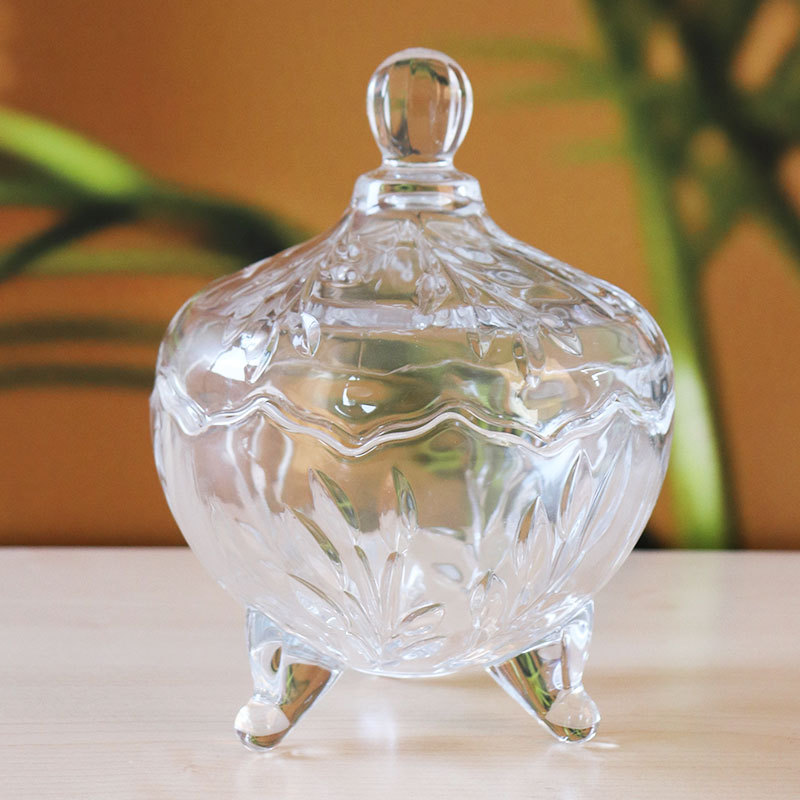 Glass jar European style Retro transparent originality Glass band Candy jar household Storage box wholesale Storage tank