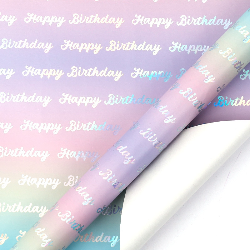 Feliz cumpleaños - rollo de plástico; 43cm de ancho x3m de largo