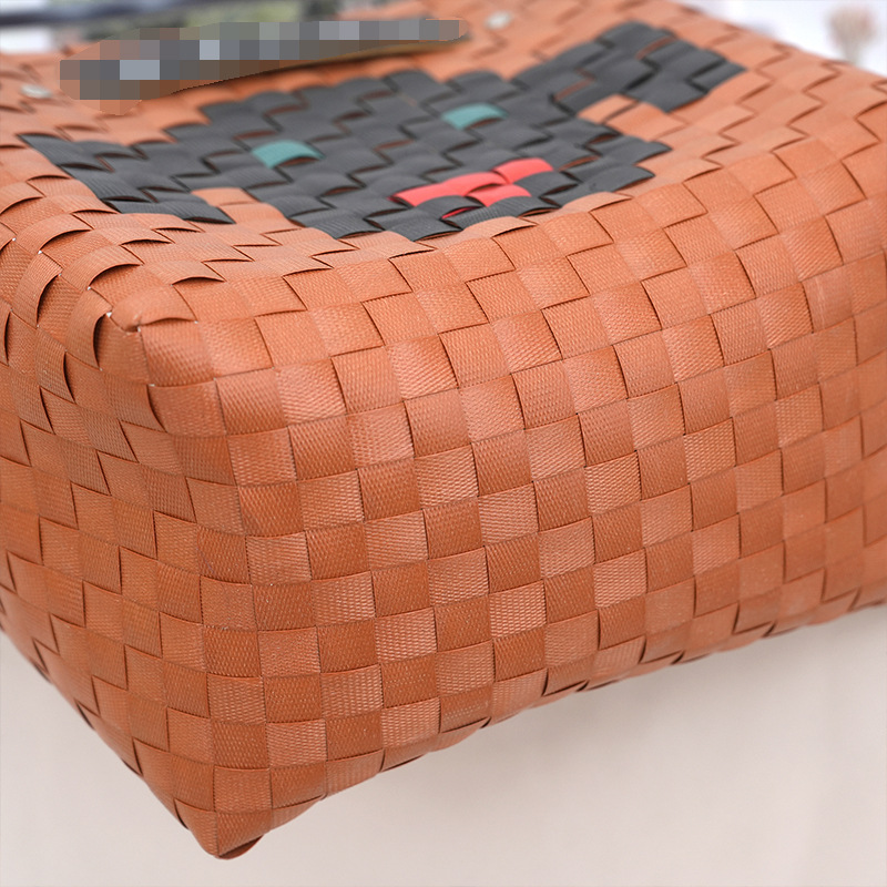 Wholesale Plastic Woven Vegetable Basket Large Capacity Animal Handbag Photo Matchinging Vacation Beach Bag Shopping Bag