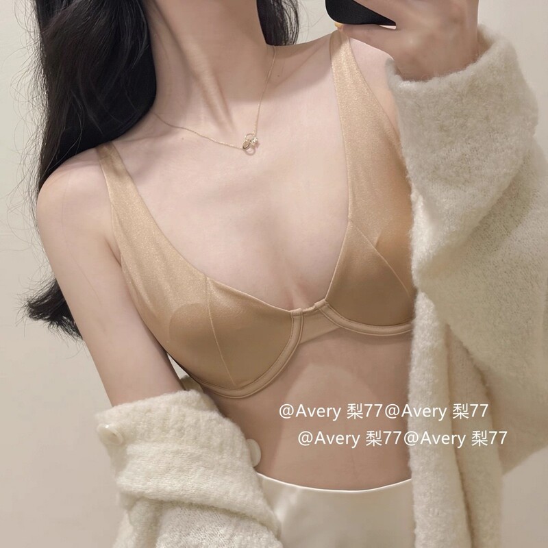 "Deep V Shimmering Fabric" is light luxury and high-end~ Ultra-thin rabbit ear cup bra for women with large busts, designed to make the breasts appear smaller and prevent sagging