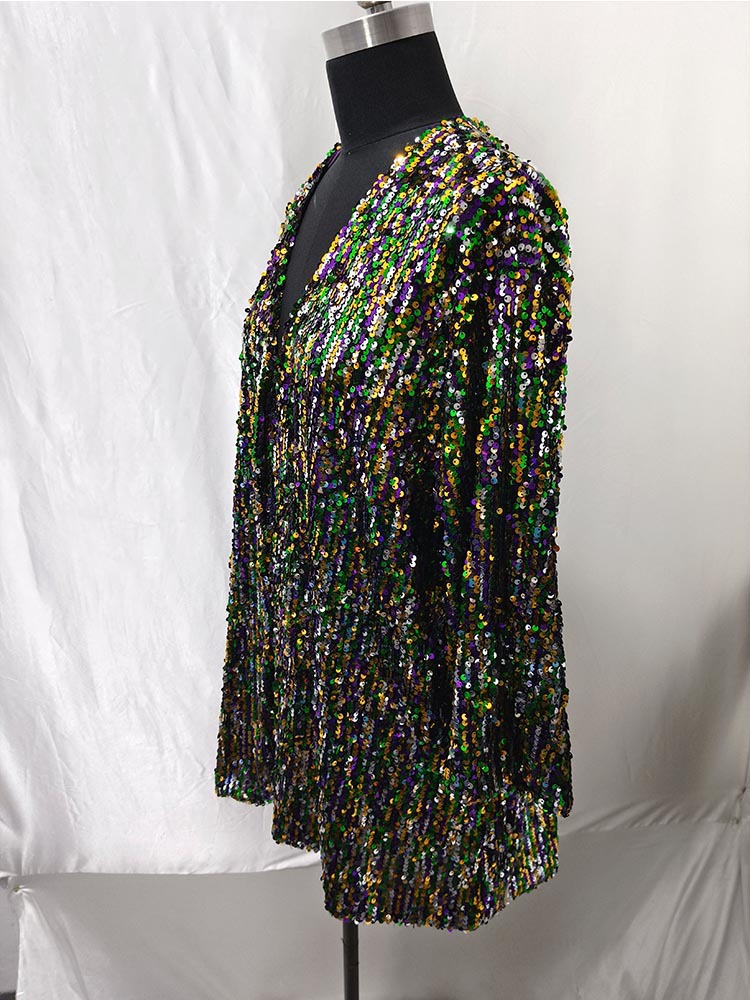 Capa Chaqueta con Lentejuelas de Poliéster Bordado para Fiesta y Espectáculo image 3