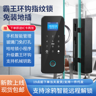 Glass Door Fingerprint Lock Overlord Ring Hook Lock Shop Framed Frameless Punch-Free Office Lock Wholesale Security Lock