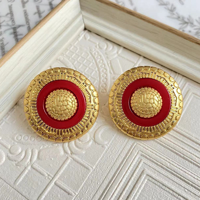 Vintage Style Round Alloy Plating Womenu0027S Ear Studs 1 Pair