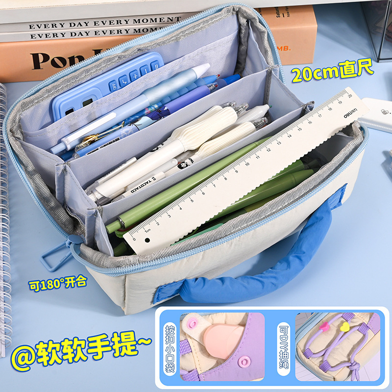 Inswind Drawing Cord Perro Bolsa de lápiz de alto color de contraste Caja de papelería de estudiantes de secundaria baja simple caja de lápiz multifuncional