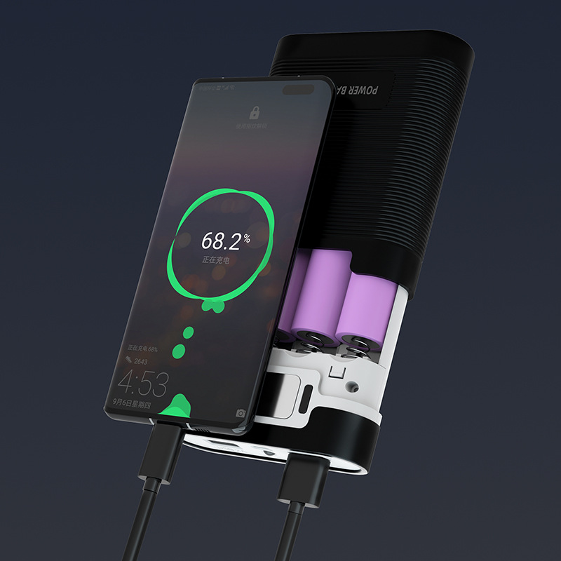 Soldadura-libre de la conexión anti-reversa 4 18650 batería de carga del Tesoro Shell DIY fuente de alimentación móvil de anidamiento fábrica en stock al por mayor