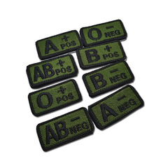 Fully embroidered military green blood type badge, military fan tactical identification badge, embroidered Velcro, double-sided personalized accessories, cloth patch
