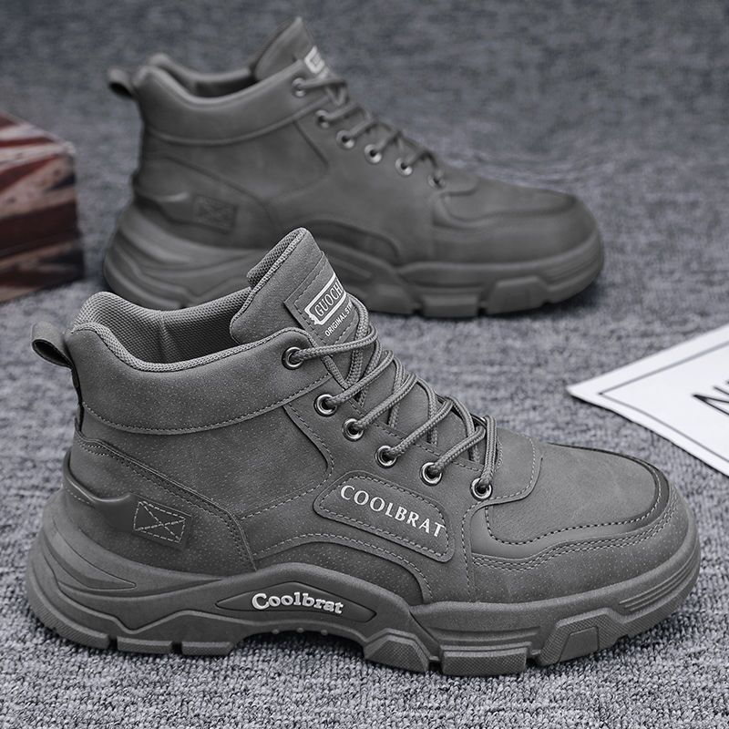 Zapatos masculinos de otoño, nuevas botas martin, tendencia masculina, zapatos de ropa de trabajo antideslizante de fondo grueso, zapatos de alta ayuda, botas cortas, zapatos de seguro laboral masculino
