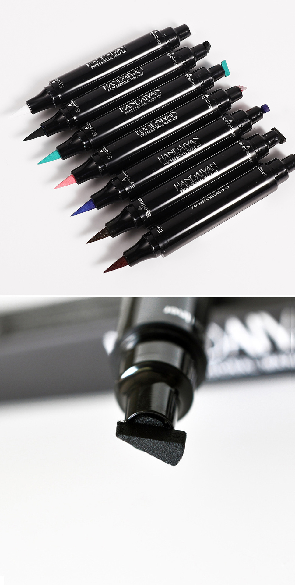 Triangular eyeliner seal color handaiyan eyeliner liquid pen, waterproof, sweat-proof, quick-drying cross-border double-head eyeliner pen undefined
