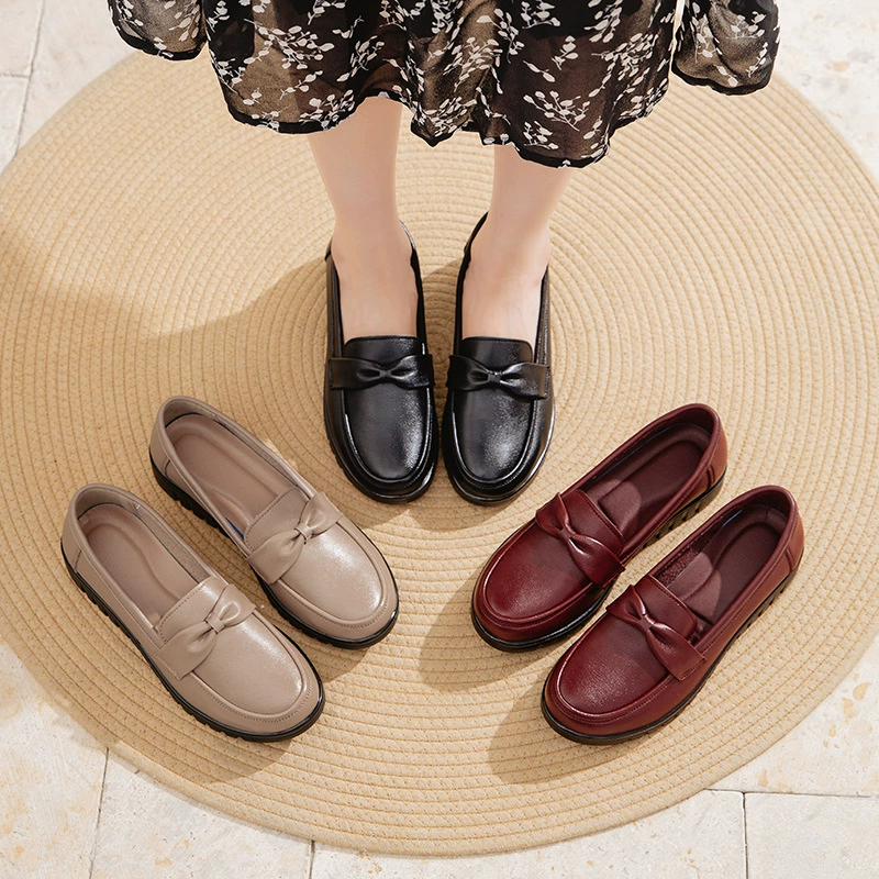 В наличии: женские туфли из натуральной кожи, мягкие балетки, размер 34, туфли на плоской подошве для женщин среднего и старшего возраста, рабочие кожаные туфли больших размеров для женщин среднего и старшего возраста.