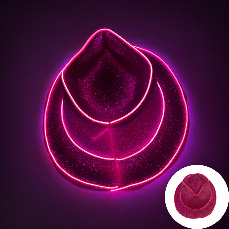 LED luminoso esquinilla sombrero sombrero de jazz plástico rosa disfraz de Halloween carnaval espectáculo sombrero de fiesta accesorios