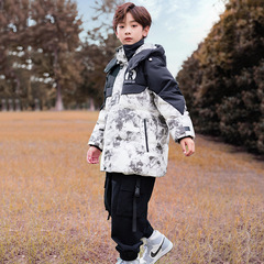 2023 New Children's Down Jacket for Boys, Medium to Long Length, Korean Style, Thick and Loose Children's Clothing, Winter Outfit for Older Children, Trendy and Stylish