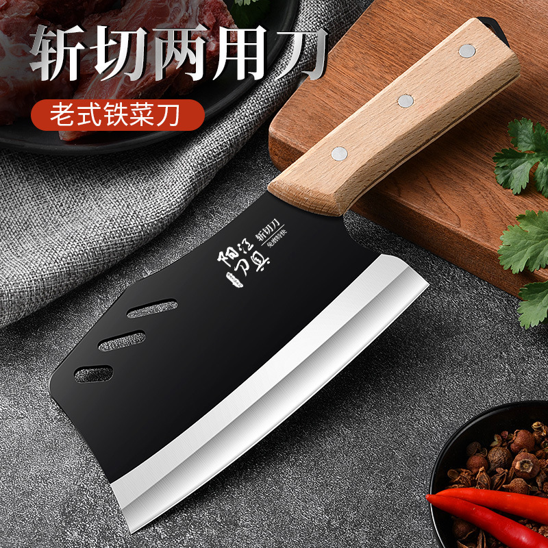 Cuchillo de cocina de cocina de cocina de acero de alto carbono sin molienda cuchillo de hierro antiguo cortar cortar cortar hueso cortador
