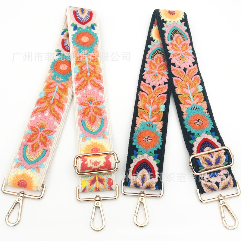 Cross-Border Ethnic Style 5cm Lace Bag Shoulder Strap Bohemian Bag Strap Adjustable Replacement Extended Bag Strap Cross-Border Ethnic Style 5cm Lace Bag Shoulder Strap Bohemian Bag Strap Adjustable Replacement Extended Bag Strap