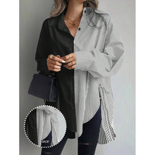H 40263 Hong Kong stripe patch women's shirt �۷�����ƴ��Ů