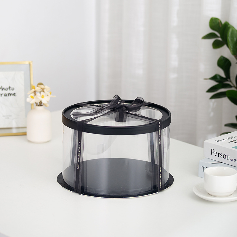 Caja de pastel transparente redonda 4 pulgadas 6 pulgadas 8 pulgadas 10 pulgadas 12 pulgadas cumpleaños hornear pastel caja oso violento caja de embalaje