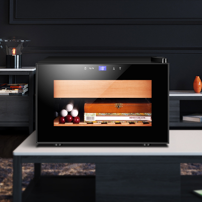 Qielong 25C Cigar Cabinet, Cedar Wood Mini Cigar Humidor, Home Use Small Embedded Aging Cabinet