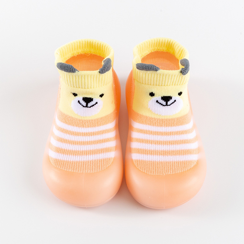 Zapatos para caminar para bebés Little Yellow Duck para niñas, estilo primavera y otoño, zapatos de suela blanda para niños, calcetines antideslizantes para el suelo, zapatos tipo calcetín, antideslizantes y resistentes al desgaste.